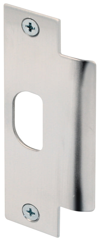 Defender Security U 9483 Door Strike Plate, 4-7/8 in L, 1-1/4 in W, Stainless Steel, Brushed