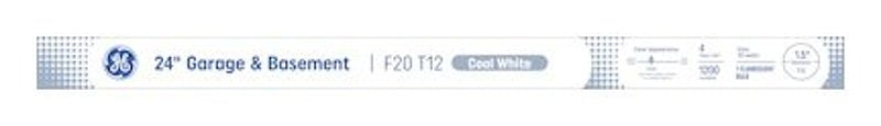 GE 80046 Light Bulb, 20 W, T12 Lamp, G13 Medium Lamp Base, 1200 Lumens, 4100 K Color Temp, 9000 hr Average Life