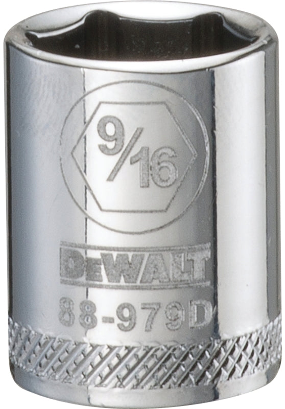 DeWALT DWMT88979OSP Hand Socket, 9/16 in Socket, 3/8 in Drive, 6-Point, Vanadium Steel, Polished Chrome