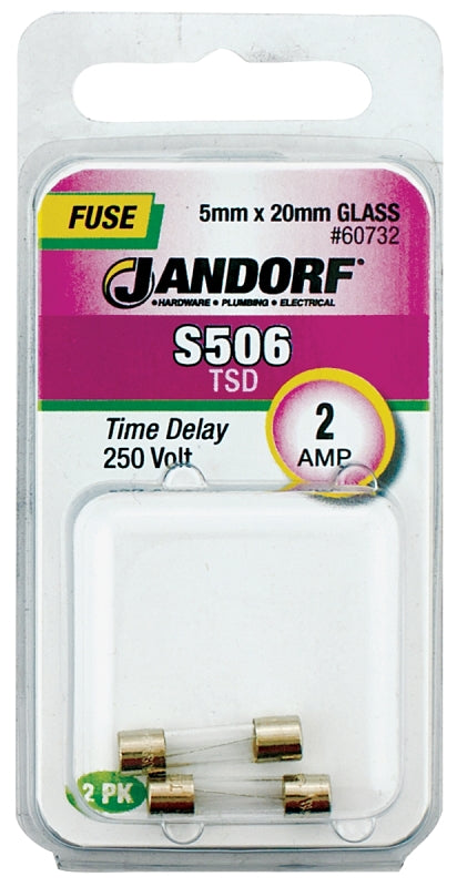 Jandorf 60732 Time Delay Fuse, 2 A, 250 V, 35 A Interrupt, Glass Body