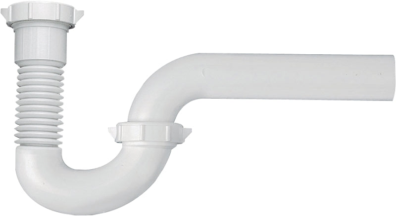 Plumb Pak PP812-40 P-Trap, 1-1/2 x 1-1/2, 1-1/2 x 1-1/4 in, Plastic, White
