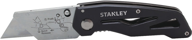 Stanley 10-855 Utility Knife, 2-7/16 in L Blade, Aluminum Blade, Black/Gray Handle