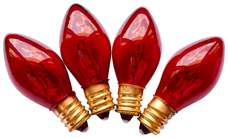 Hometown Holidays 19112 Light Bulb, 5 W, Candelabra Lamp Base, Incandescent Lamp, Transparent Red Light