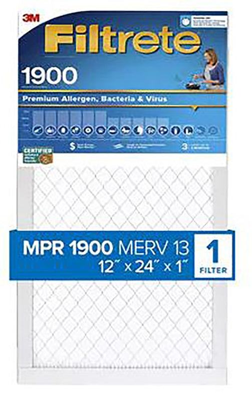 Filtrete UT20-4 Air Filter, 12 in L, 24 in W, 13 MERV, 1900 MPR