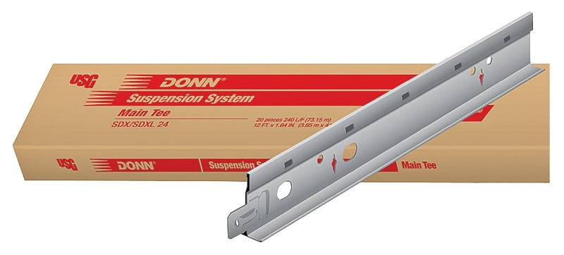 USG DONN SDX/SDXL Series SDKL24 Main Tee, Galvanized Steel, Flat White