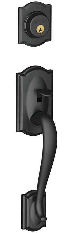 Schlage Camelot Series F58CAM622 Combination Lockset, Mechanical Lock, Handleset Grip Only Handle, Matte Black, No