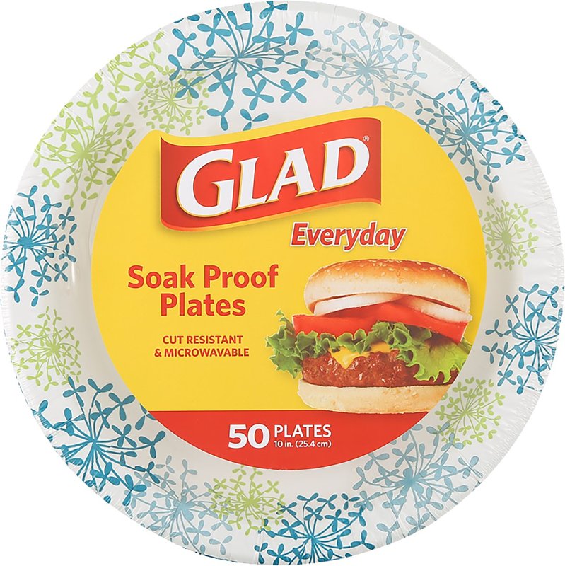 Glad Everyday BBP0100 Plate, 10-1/4 in, Round, Paper, Blue Hydrangea
