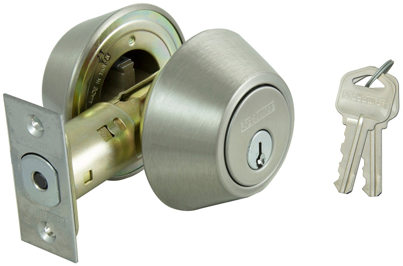 ProSource Deadbolt, 3 Grade, Stainless Steel, 2-3/8 to 2-3/4 in Backset, KW1 Keyway