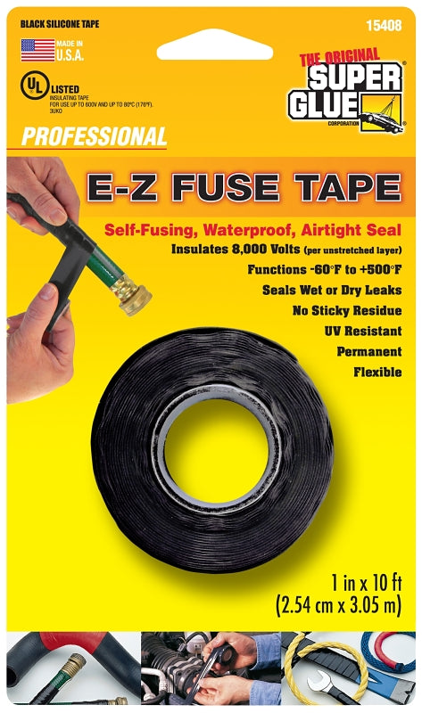 Superglue Corp 11710161 E-Z Fuse Tape, 10 ft L, 1 in W, Black