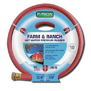 Flexon Pro FAR3450 Garden Hose, 3/4 in, 50 ft L, Rubber, Red