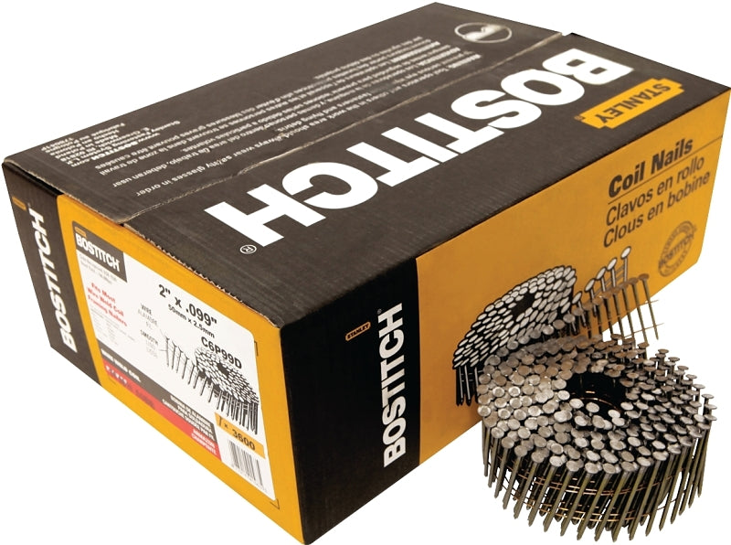 Bostitch C6P99D Framing Nail, 2 in L, Steel, Ring Shank