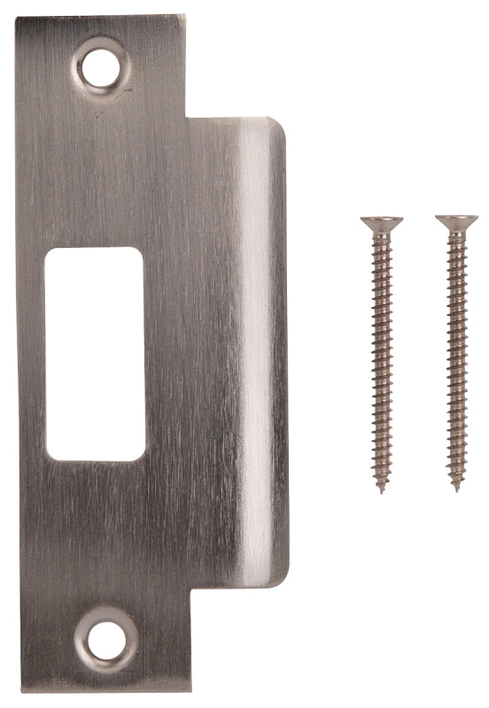 Prosource HSH-006BN-PS Door Strike Plate, 4-7/8 in L, 2 in W, Steel, Brushed Nickel