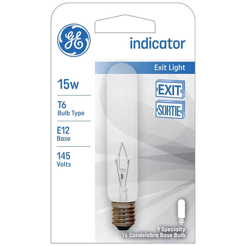 GE 22114 Appliance Light Bulb, 15 W, T6 Lamp, E12 Candelabra Lamp Base, 100 Lumens, 2500 K Color Temp