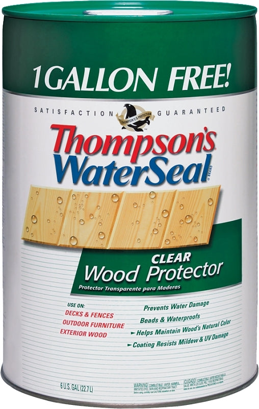 Thompson's WaterSeal TH.021806-06 Wood Protector, Clear, Liquid, 6 gal