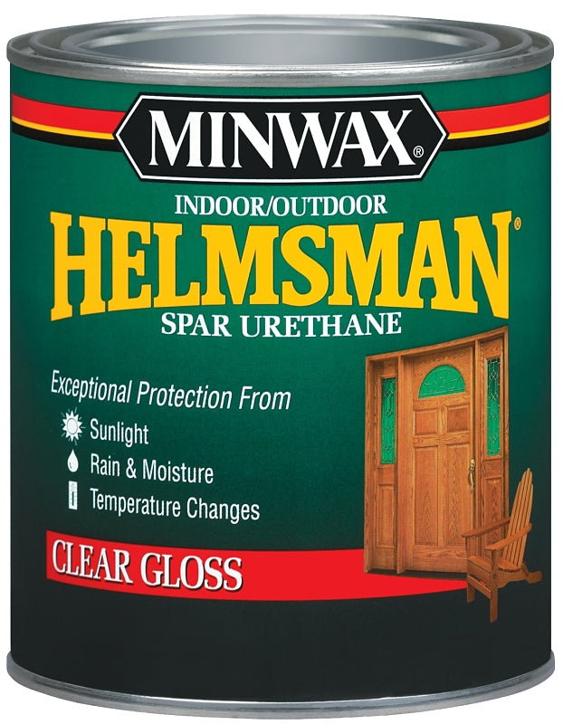 Minwax Helmsman 63200444 Spar Urethane Paint, High-Gloss, Clear, Liquid, 1 qt, Can