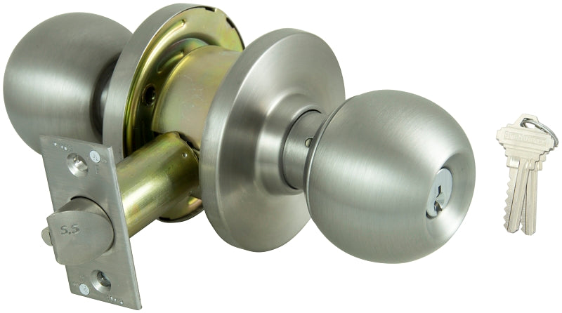 ProSource C368BV-PS Classroom Knobset, 2 Grade, Stainless Steel, Stainless Steel, SC1 Keyway, Different Key, Commercial