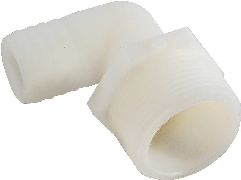 Anderson Metals 53720-0404 Hose Elbow, 1/4 in, Barb, 1/4 in, MPT, 150 psi Pressure, Nylon