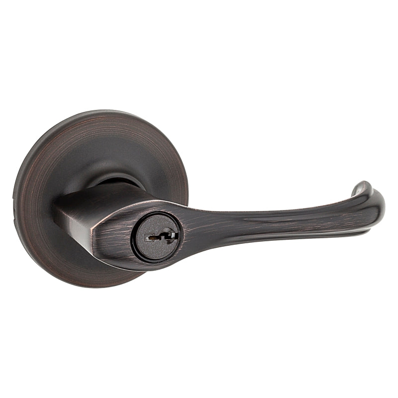 Kwikset 405DNL 11P Entry Door Lever, Bar Lock, Venetian Bronze, Zinc, Residential, Re-Key Technology: SmartKey, 3 Grade