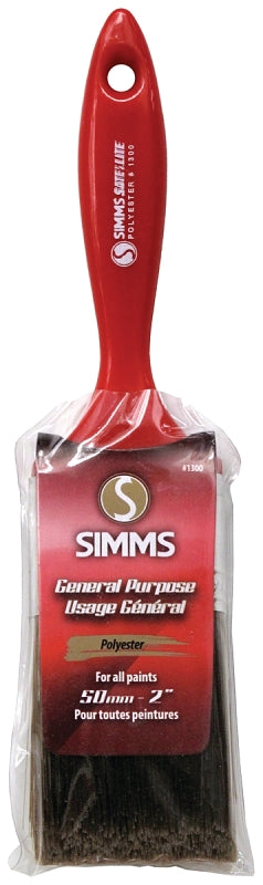 Simms 1300-50 Paint Brush, 2 in W, Flat Brush, 2-1/2 in L Bristle, Polyester Bristle