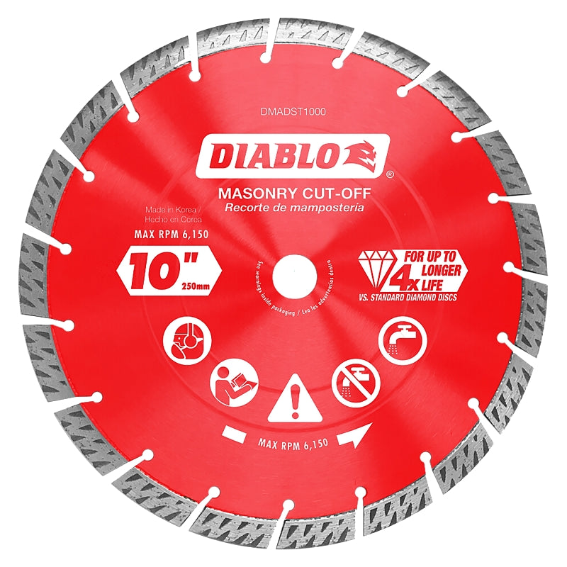 Diablo DMADST1000 Saw Blade, 10 in Dia, Segmented Rim