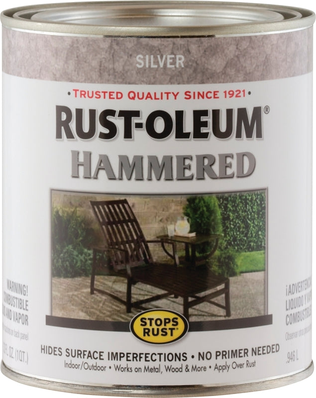 Stops Rust 7213502 Enamel Paint, Hammered Sheen, Silver, 1 qt, Can, 75 to 150 sq-ft/qt Coverage Area