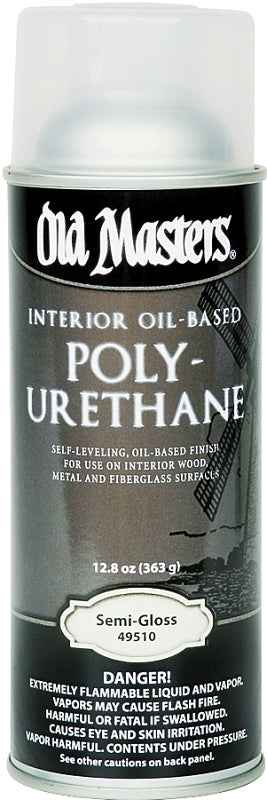 Old Masters 49510 Interior Polyurethane, Semi-Gloss, Liquid, Clear, 13 oz, Aerosol Can