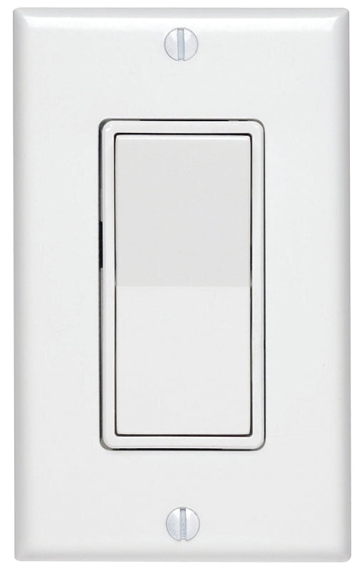 Decora C24-05673-02W Rocker Switch with Wallplate, 15 A, 120/277 V, SPST, Lead Wire Terminal, White