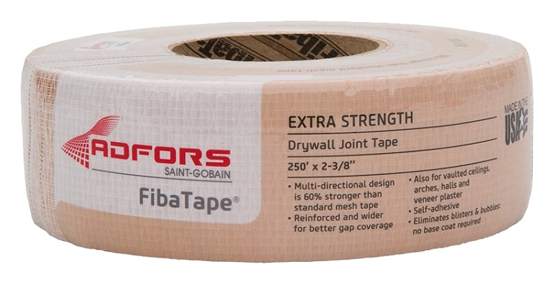 Adfors FDW8666-U Drywall Tape Wrap, 250 ft L, 2-3/8 in W, 1/2 mm Thick, Beige
