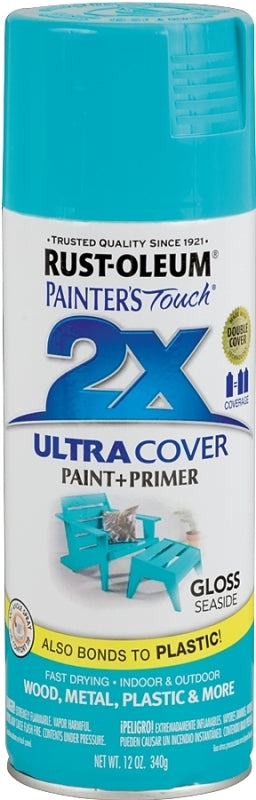 2X Ultra Cover 334050 Spray Paint, Gloss, Seaside, 12 oz, Can