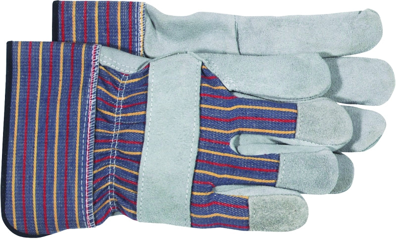 Boss 4094 Welder Gloves, Men's, L, Wing Thumb, Rubberized Safety Cuff, Blue/Gray