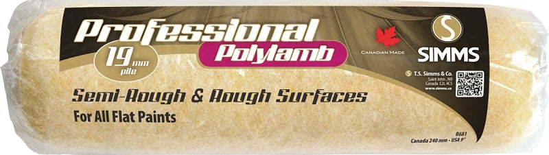 Polylamb Professional R-681 Roller Cover, 3/4 in Thick Nap, 9-1/2 in L, Nylon/Polyester Cover
