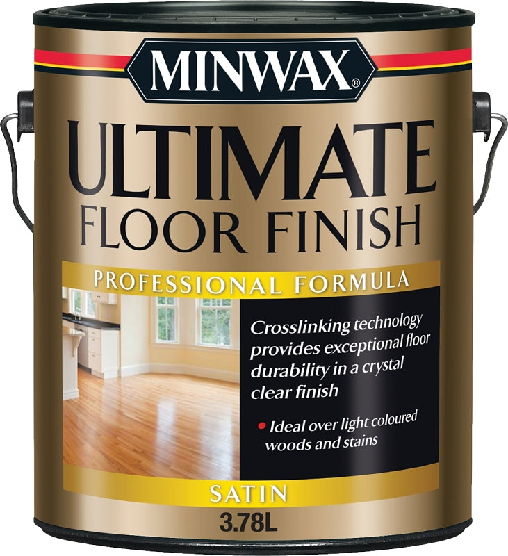 Minwax CM1310300 Ultimate Floor Finish, Satin, Crystal Clear, Liquid, 3.78 L