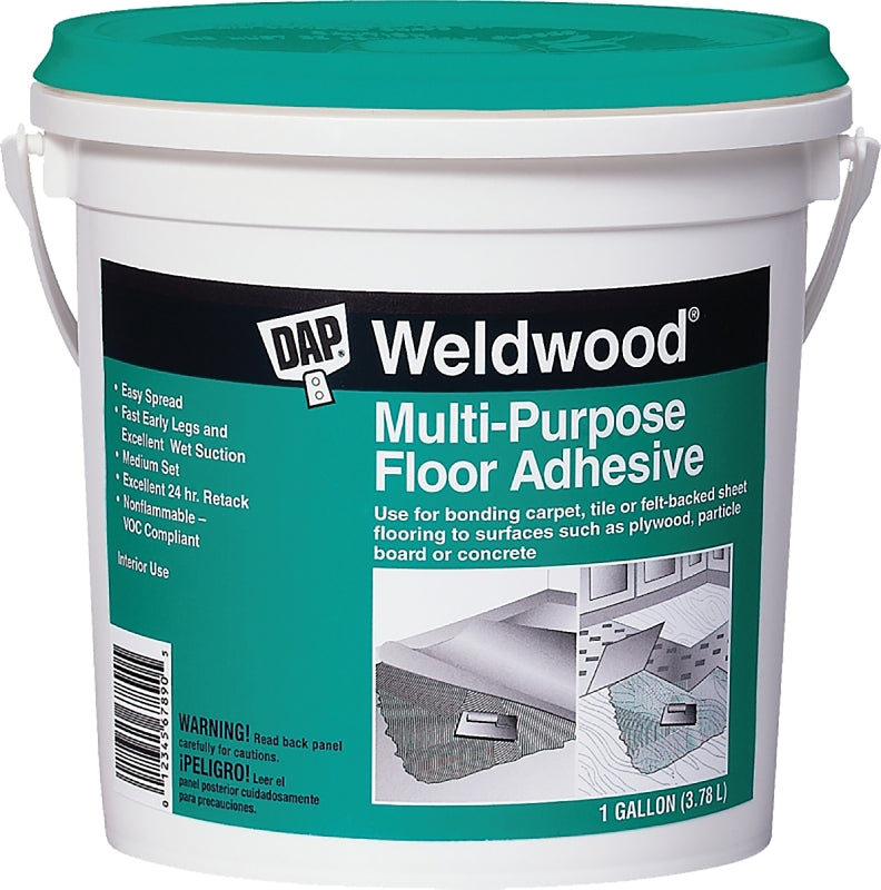 Weldwood 00142 Floor Adhesive, Paste, Slight, Off-White, 1 gal, Pail
