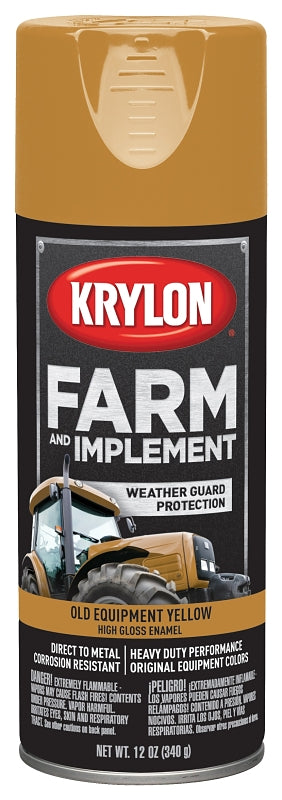 Krylon K01953000 Farm Equipment Spray, High-Gloss, Old Equipment CAT Yellow, 12 oz