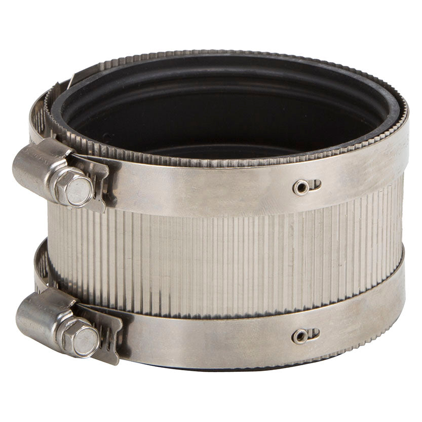 ProSource NHC-33 Coupling, 3 in, Cast Iron, Plastic and Steel Drain Pipes, Rubber/Stainless Steel