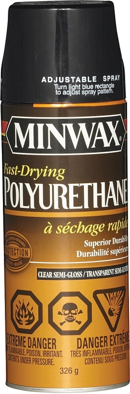 Minwax 33055 Polyurethane, Semi-Gloss, Liquid, Clear, 326 g, Aerosol Can
