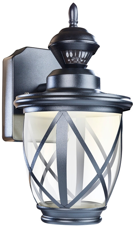 Heath Zenith HZ-4630-BK Decorative Motion Sensing Light, 120 VAC, Integrated LED Lamp, 500 Lumens Lumens, Metal Fixture
