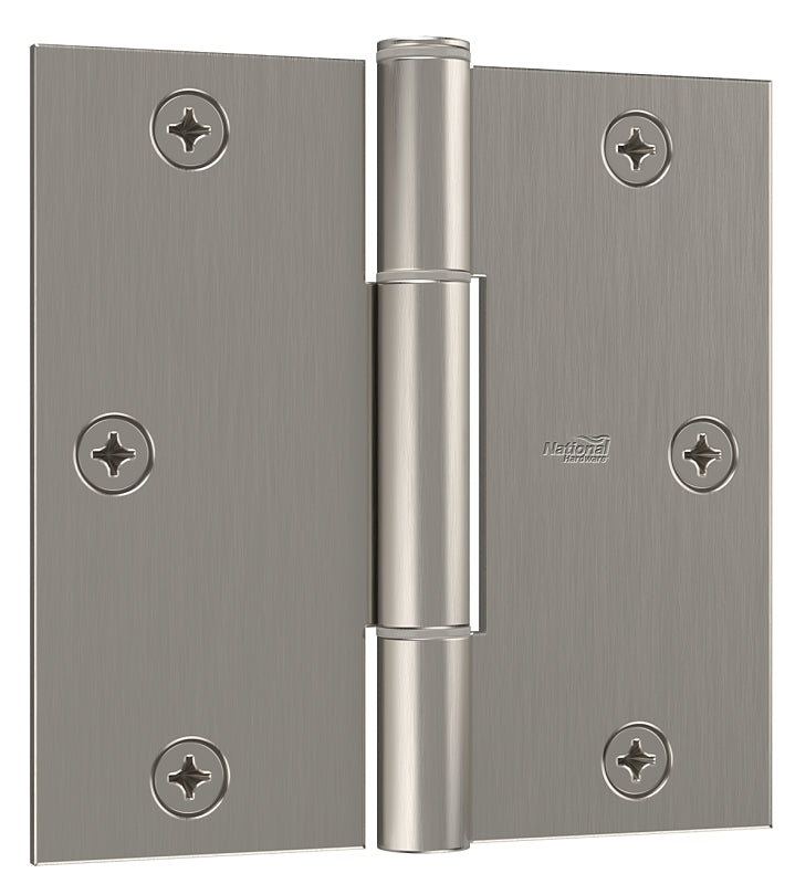 National Hardware Squeak Guard Series N830-448 Door Hinge, 3-1/2 in H Frame Leaf, 3/32 in Thick Frame Leaf, Steel, 50 lb