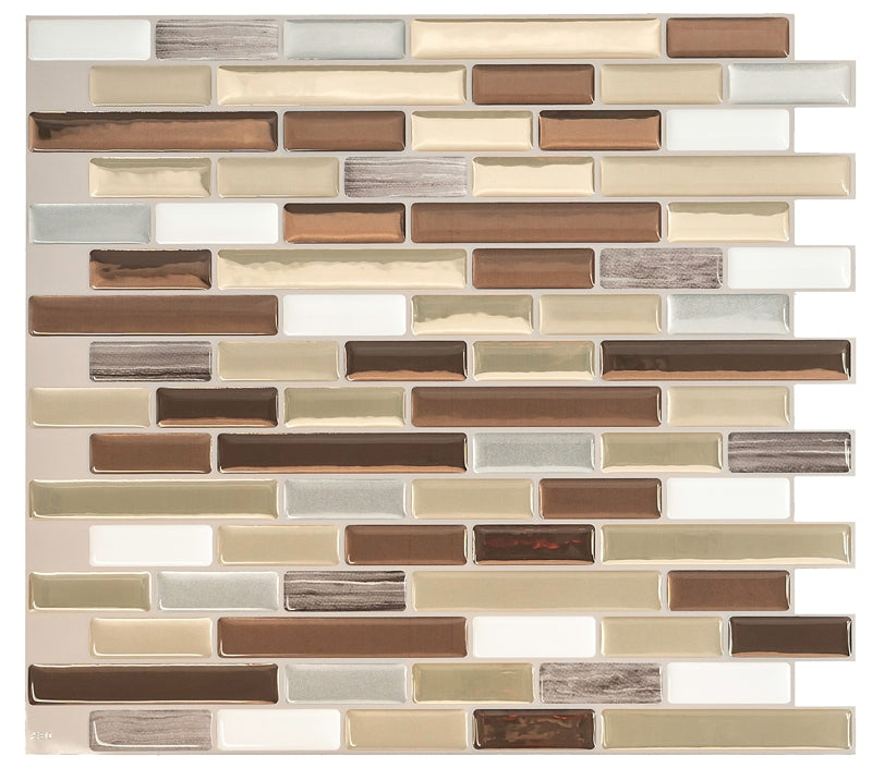 Smart Tiles Mosaik Series SM1053-4 Wall Tile, 9.1 in L Tile, 10.2 in W Tile, Straight Edge, Muretto Durango Pattern