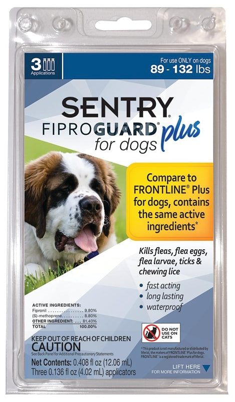 Sentry Fiproguard Plus 03163 Flea and Tick Squeeze-On, Liquid, Pleasant, 3 Count