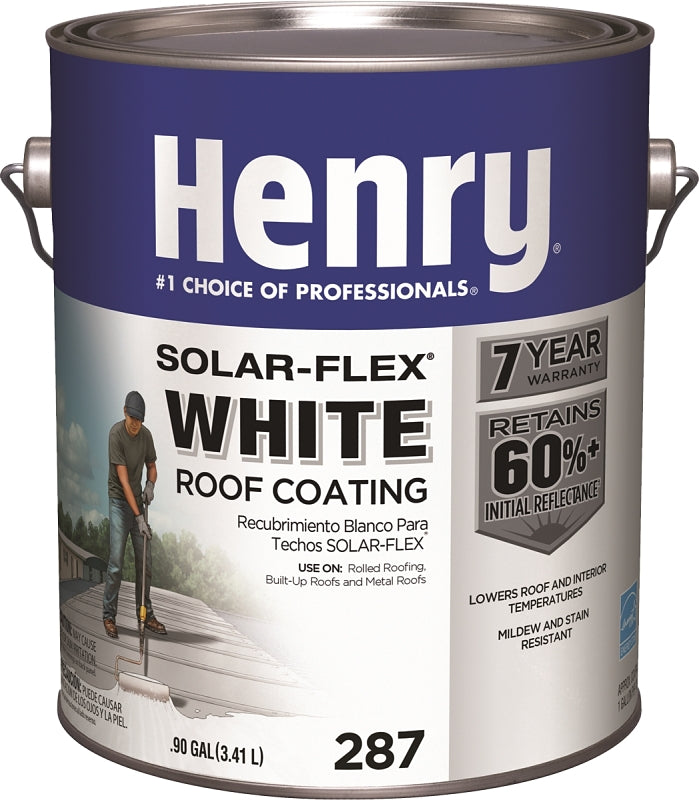 Henry HE287SF046 Elastomeric Roof Coating, White, 0.9 gal Pail, Cream
