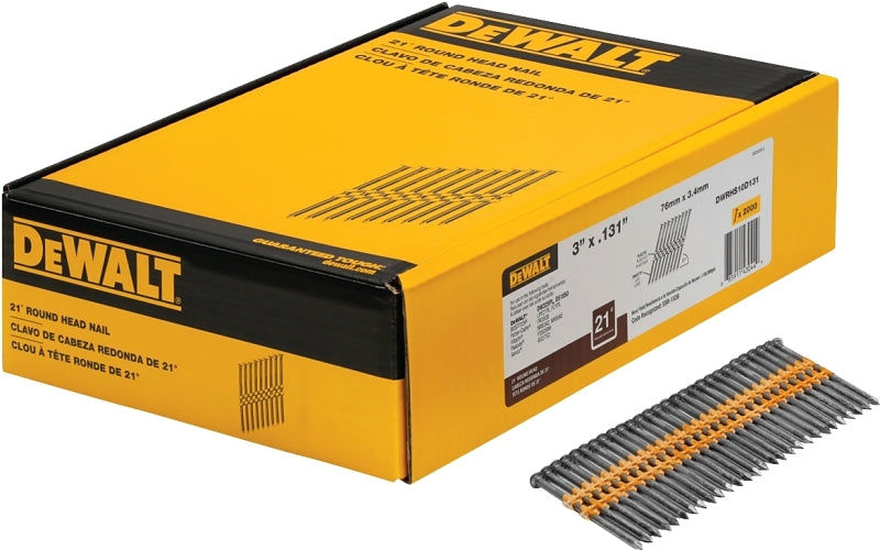 DeWALT DWRHS10D131 Framing Nail, 3 in L, 9 Gauge, Steel, Bright, Full Round Head, Smooth Shank