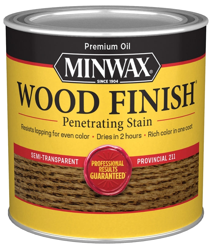 Minwax Wood Finish 221104444 Wood Stain, Satin, Provincial, Liquid, 0.5 pt, Can