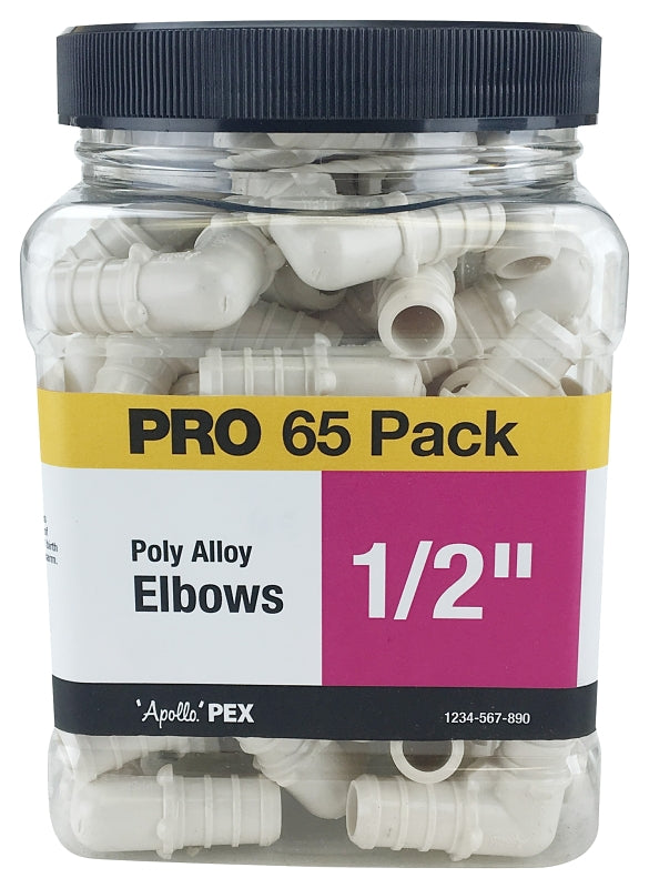 Apollo Valves PXPAE1265JR Pipe Elbow, 1/2 in, Barb, 90 deg Angle, Plastic, Black, 200 psi Pressure