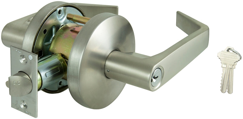 ProSource Y368CV-PS Classroom Lockset, 2 Grade, Stainless Steel, Stainless Steel, SC1 Keyway, Different Key, Commercial