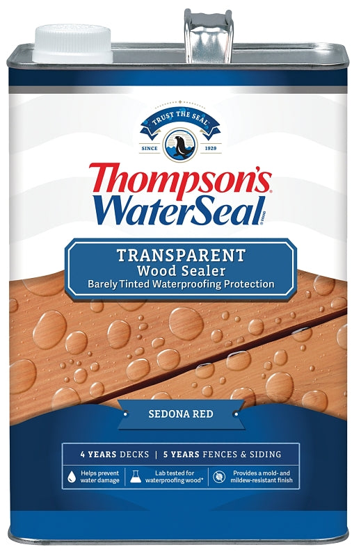 Thompson's WaterSeal TH.091401-16 Wood Sealer, Transparent, Liquid, Sedona Red, 1 gal