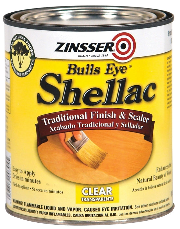 Zinsser 304H Shellac, Mid-Tone, Clear, Liquid, 1 qt, Can