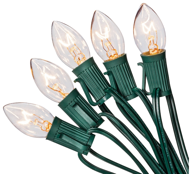 Santas Forest 03161/U00Z125A Light Set, Christmas, 120 V, 125 W, 25-Lamp, C7 Incandescent Lamp, Clear Lamp
