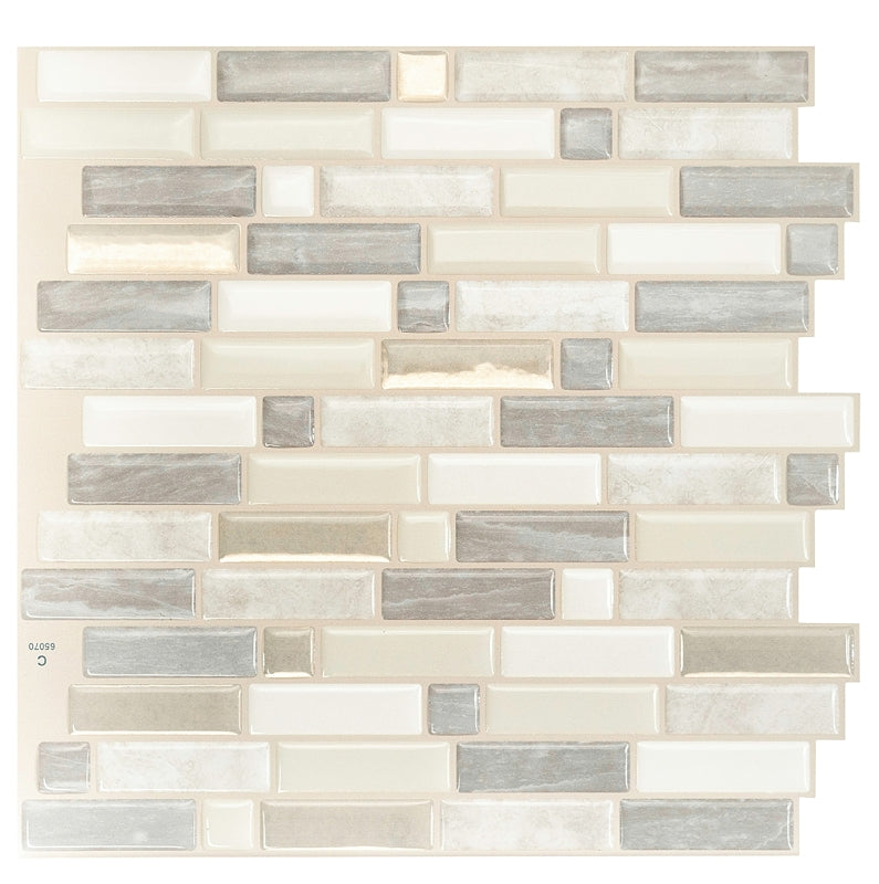 Smart Tiles Mosaik Series SM1112G-04-QG Wall Tile, 9.36 in L Tile, 9.73 in W Tile, Crescendo Ciotta Pattern, Vinyl
