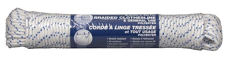 Ben-Mor 60011 Rope, 1/4 in, 150 ft L, Polyester, Blue/White